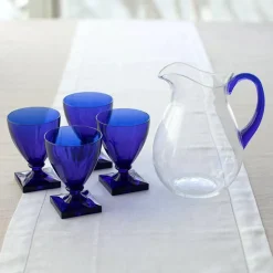 Acrylic Pitcher in Clear with Cobalt Handle - 1 Each