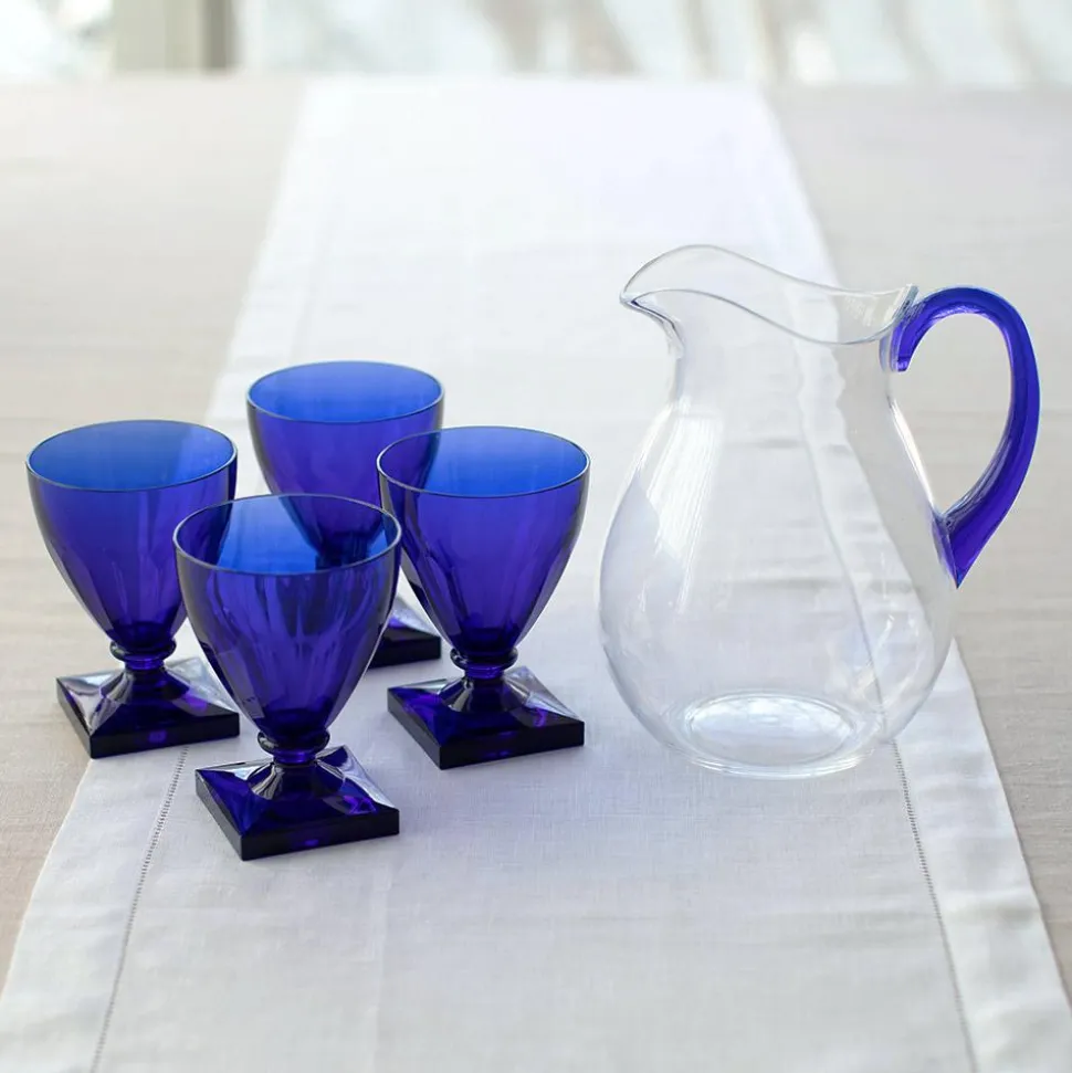 Acrylic Pitcher in Clear with Cobalt Handle - 1 Each