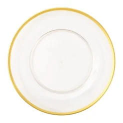 Acrylic Plate Charger in Clear with Gold Rim - 4 Each