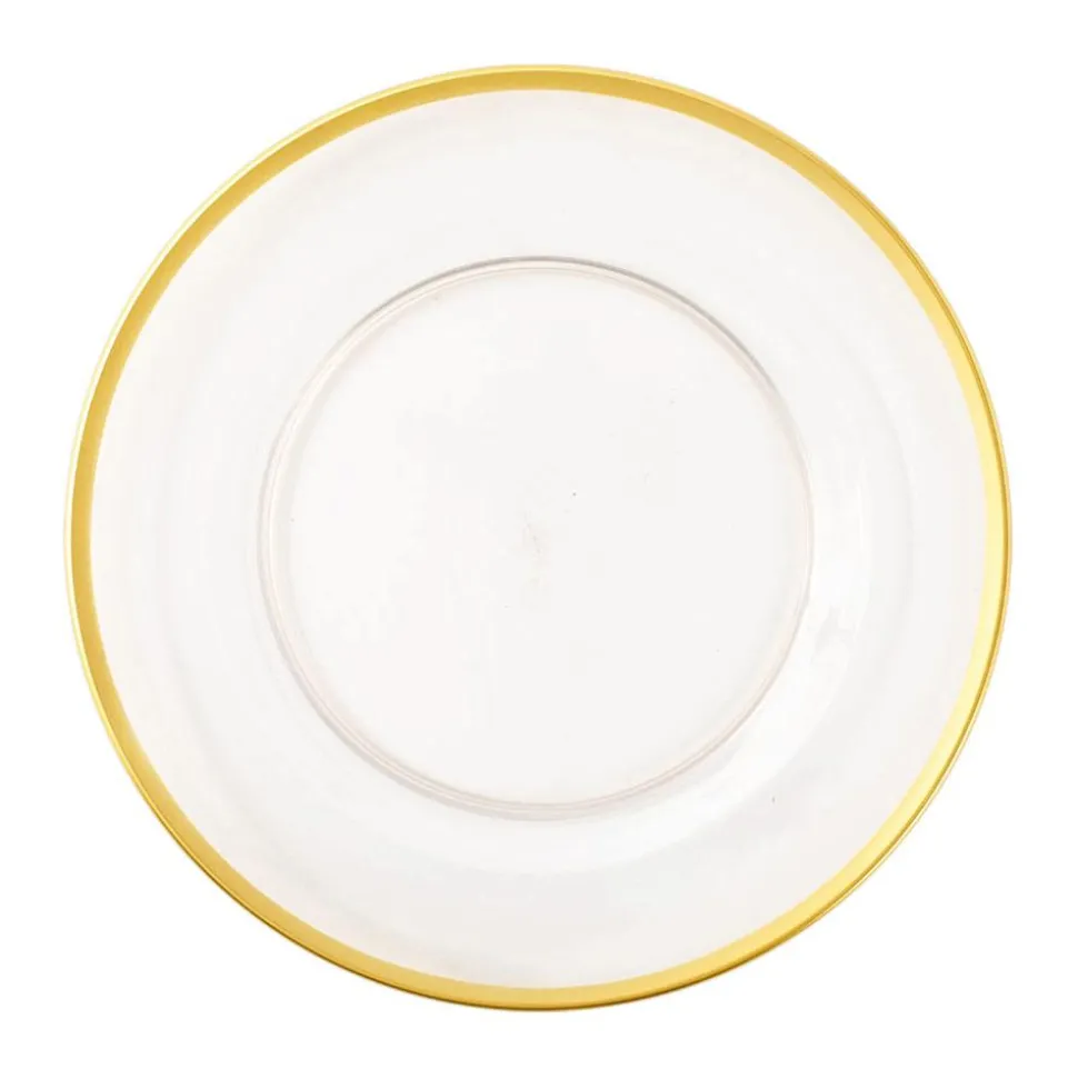 Acrylic Plate Charger in Clear with Gold Rim - 4 Each