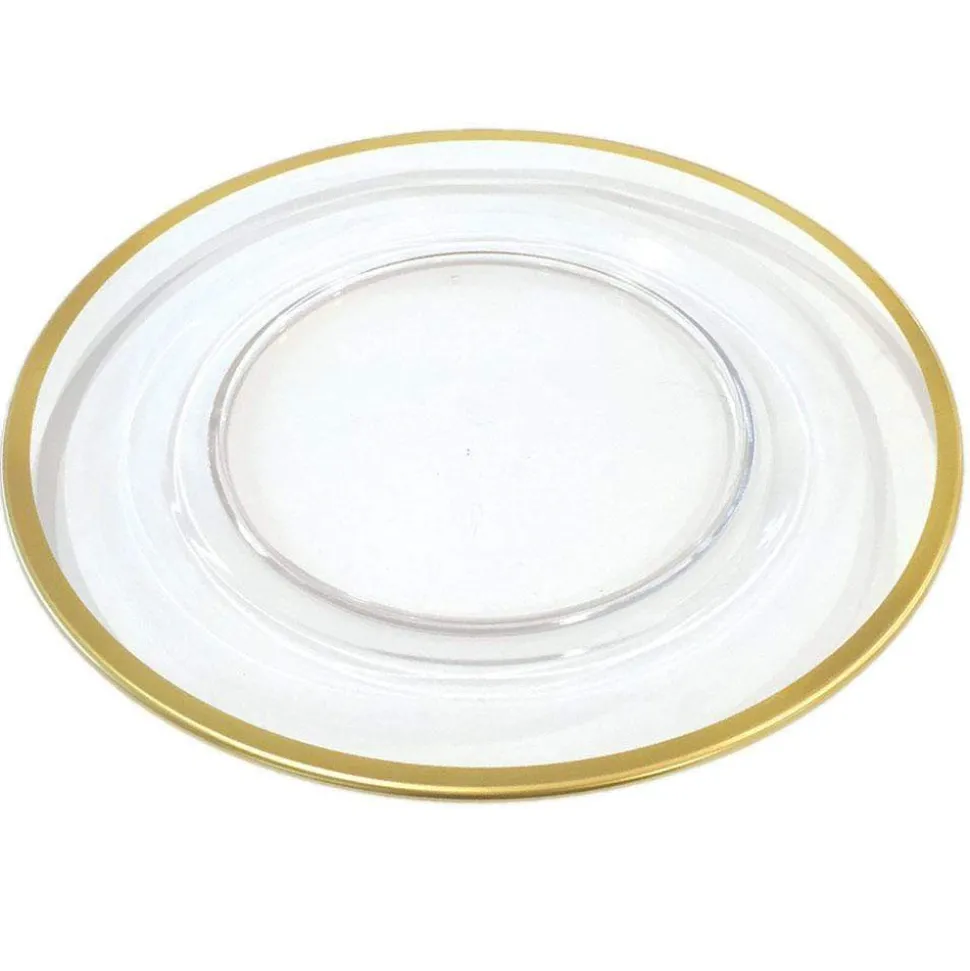 Acrylic Plate Charger in Clear with Gold Rim - 1 Each