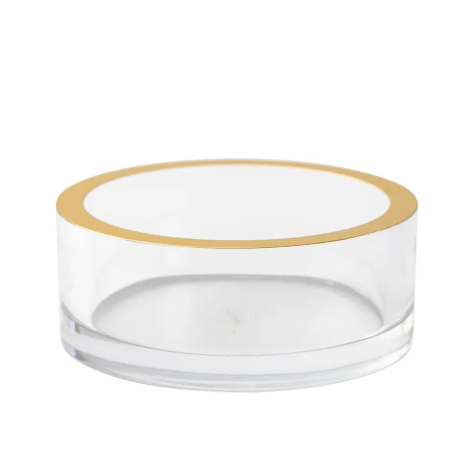 Acrylic Wine Bottle Coaster in Clear with Gold Rim - 1 Each