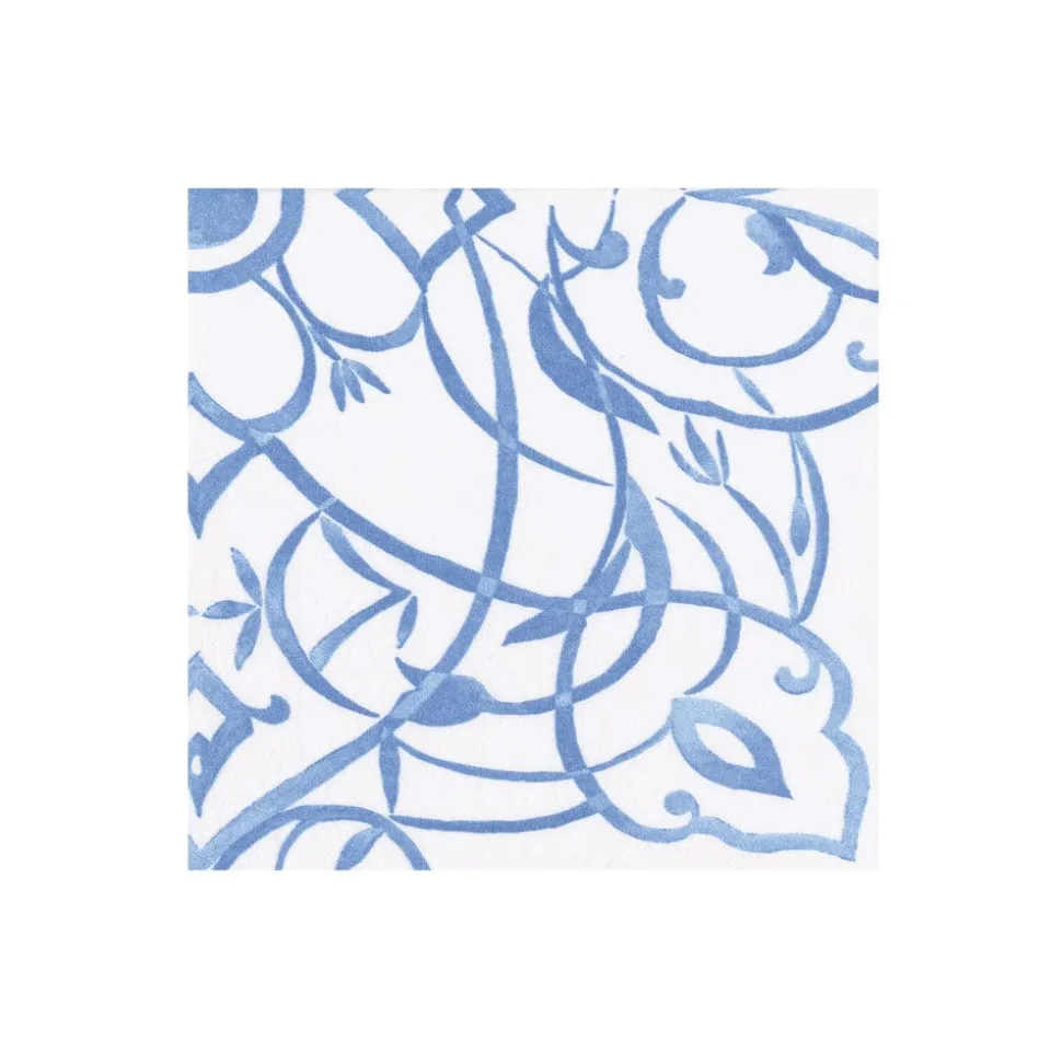 Algarve Ceramic Blue Paper Linen Boxed Cocktail Napkins - 30 Per Package