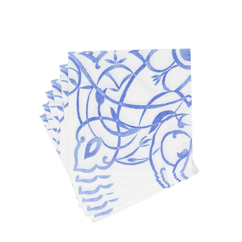 Algarve Ceramic Blue Paper Linen Luncheon Napkins - 15 Per Package
