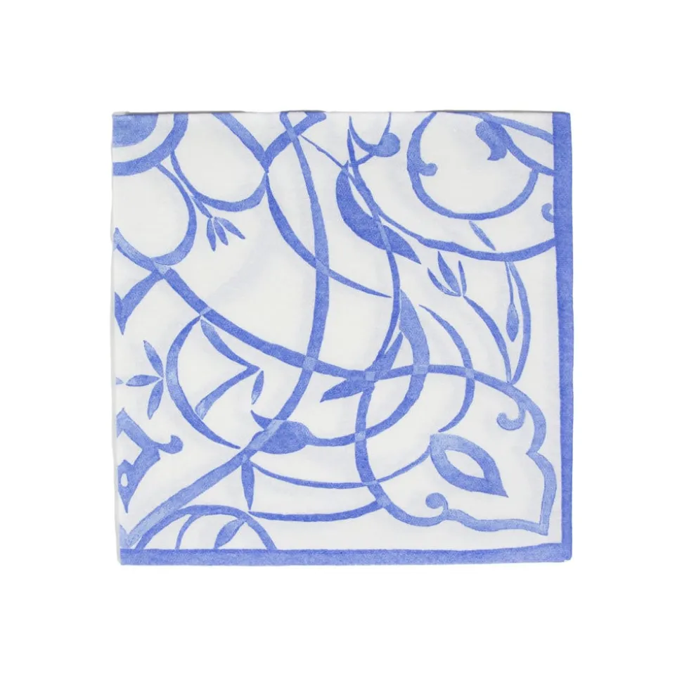Algarve Ceramic Blue Paper Linen Dinner Napkins - 12 Per Package
