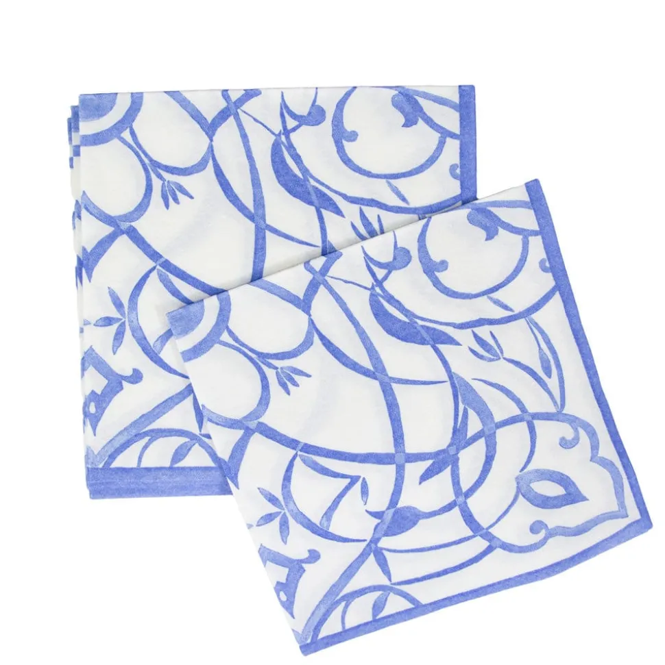 Algarve Ceramic Blue Paper Linen Dinner Napkins - 12 Per Package