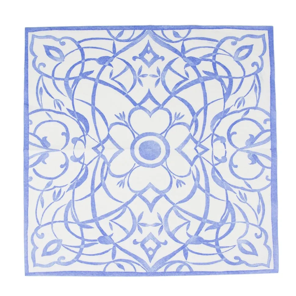 Algarve Ceramic Blue Paper Linen Dinner Napkins - 12 Per Package