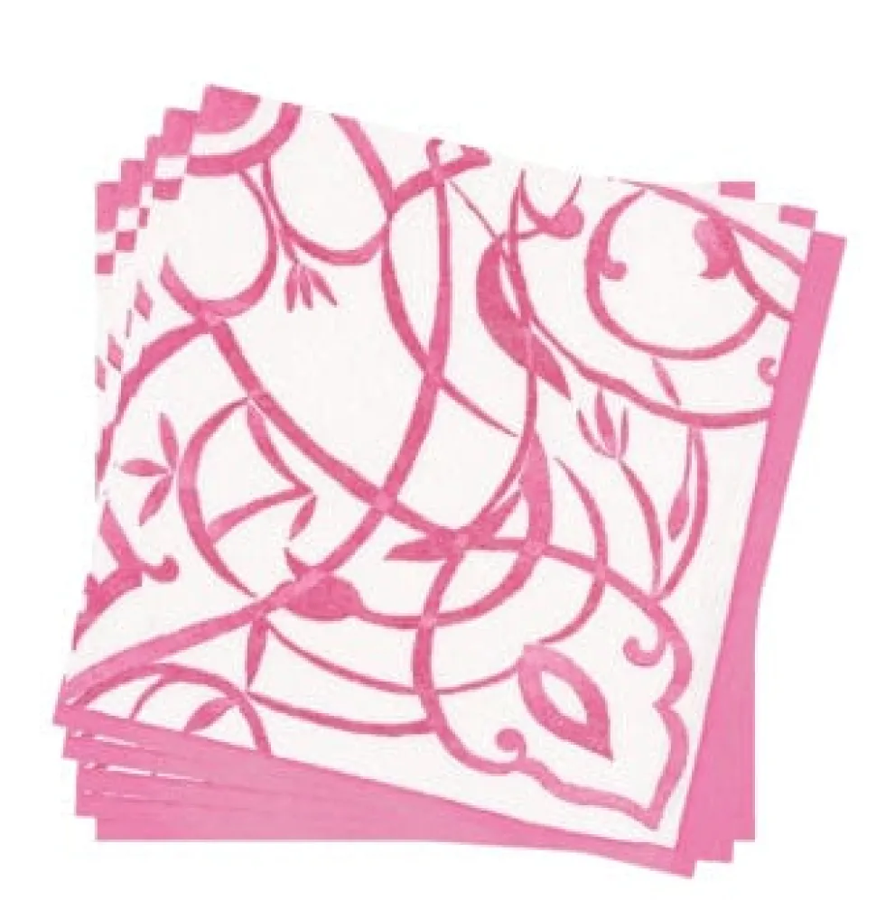 Algarve Paper Linen Dinner Napkins in Fuchsia - 12 Per Package
