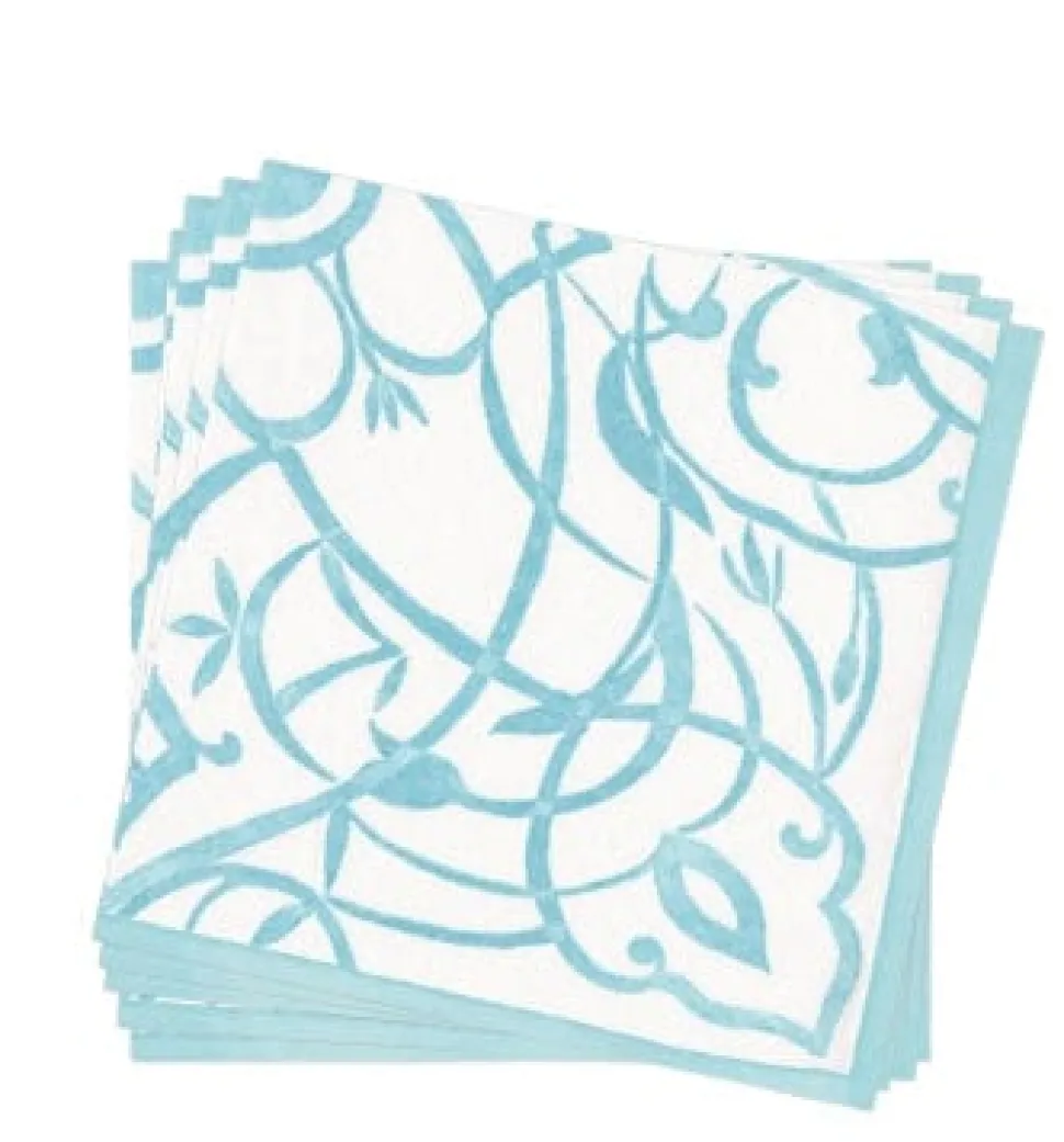 Algarve Paper Linen Dinner Napkins in Aqua - 12 Per Package