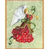 Angel In Red Dress With Trumpet C-Sized Christmas Cards Pack in Cello - 5 Cards & 5 Envelopes