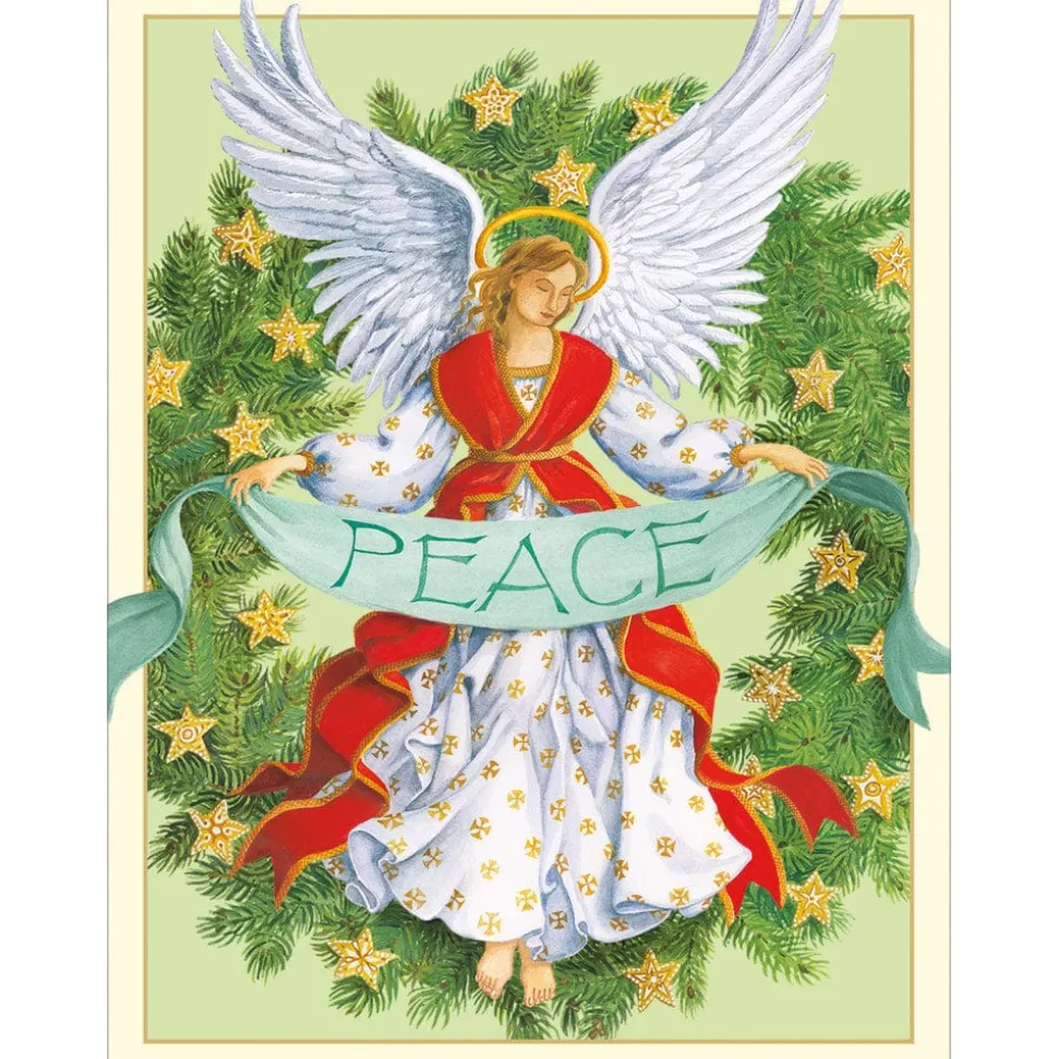 Angel Peace Wreath Classic Boxed Christmas Cards - includes 15 cards & envelopes