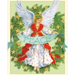 Angel Peace Wreath Personalized Christmas Cards