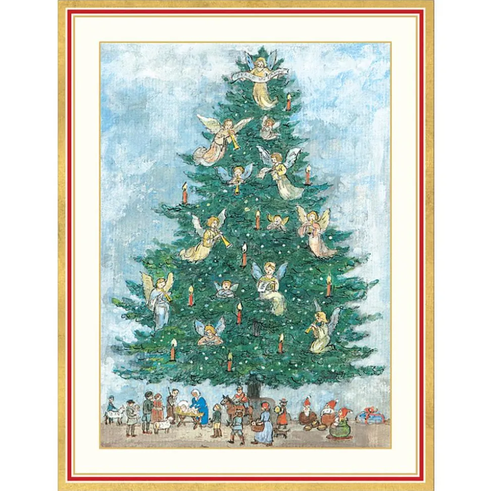 Angel Tree and Nativity Scene Classic Boxed Christmas Cards - includes 15 cards & envelopes