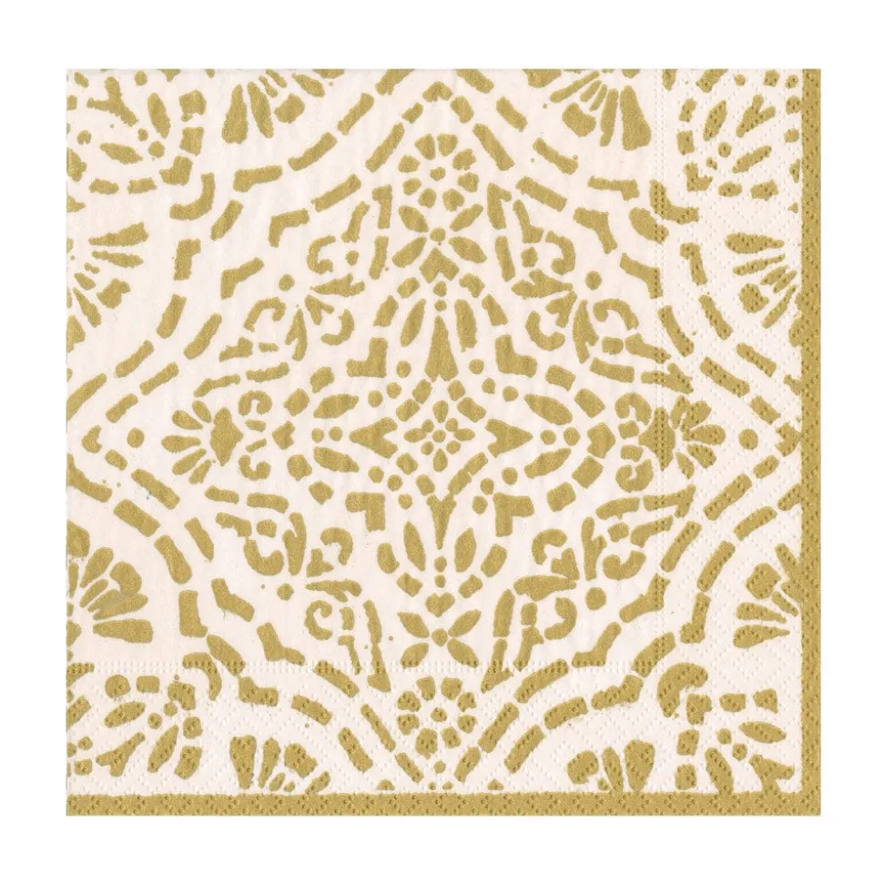 Annika Paper Luncheon Napkins in Ivory & Gold - 20 Per Package