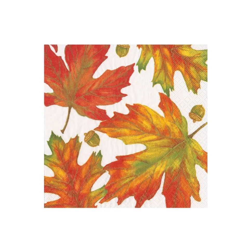 Autumn Hues White Boxed Cocktail Napkins - 40 Per Box