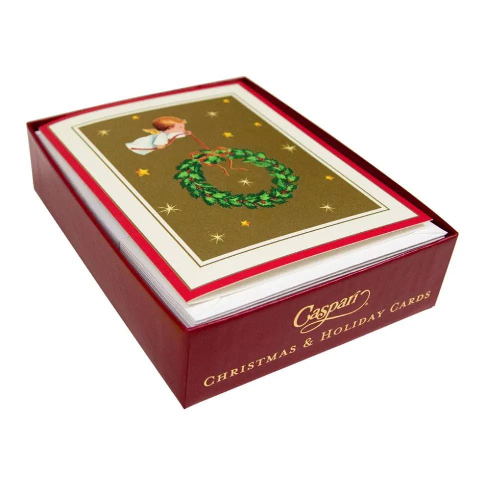 Baby Angel With Wreath Petite Boxed Christmas Cards - includes 15 cards & envelopes