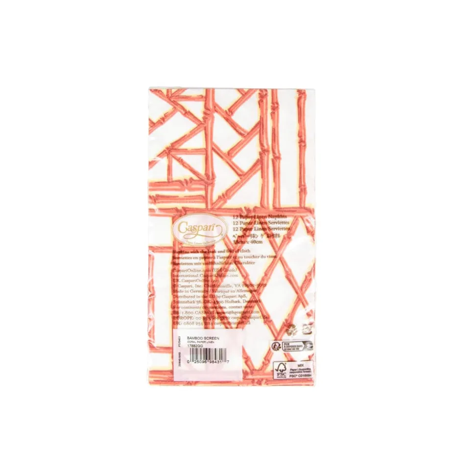 Bamboo Screen Coral Paper Linen Guest Towel Napkins - 12 Per Package