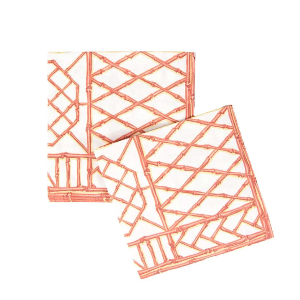 Bamboo Screen Coral Paper Linen Luncheon Napkins - 15 Per Package