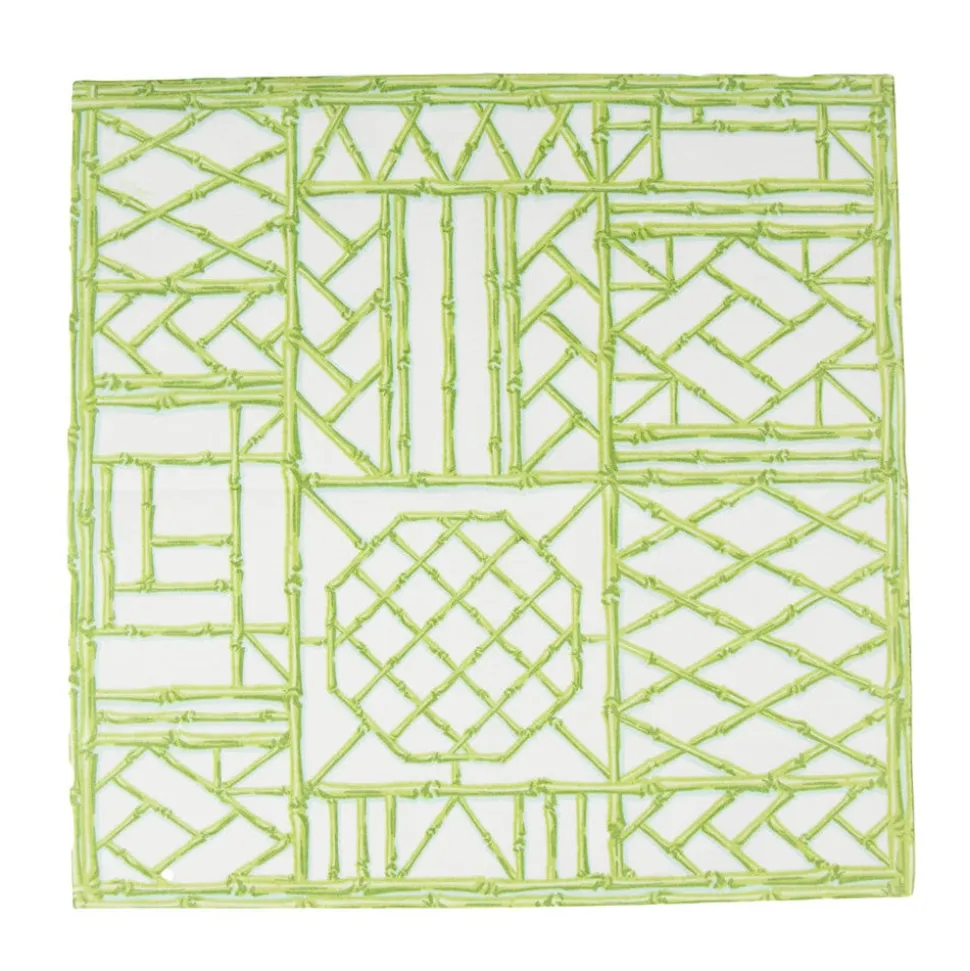 Bamboo Screen Moss Green Paper Linen Dinner Napkins - 12 Per Package