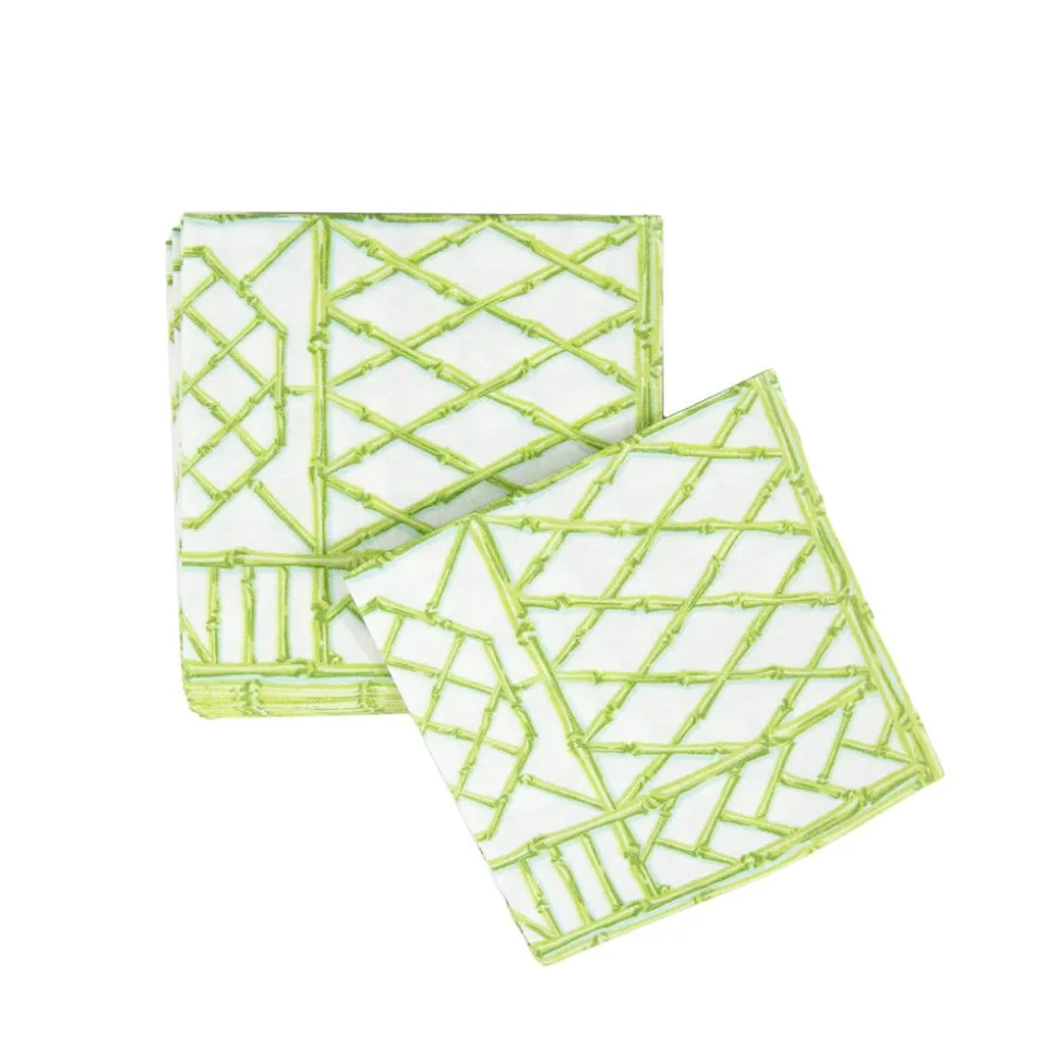 Bamboo Screen Moss Green Paper Linen Cocktail Napkins - 15 Per Package