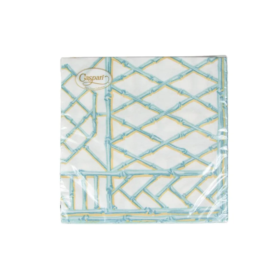 Bamboo Screen Robin's Egg Paper Linen Dinner Napkins - 12 Per Package