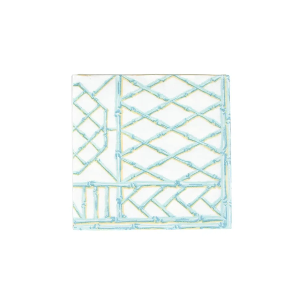 Bamboo Screen Robin's Egg Paper Linen Cocktail Napkins - 15 Per Package