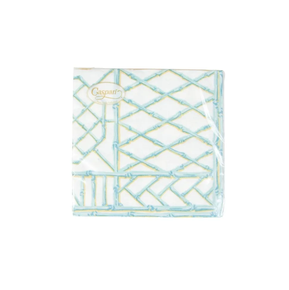 Bamboo Screen Robin's Egg Paper Linen Cocktail Napkins - 15 Per Package