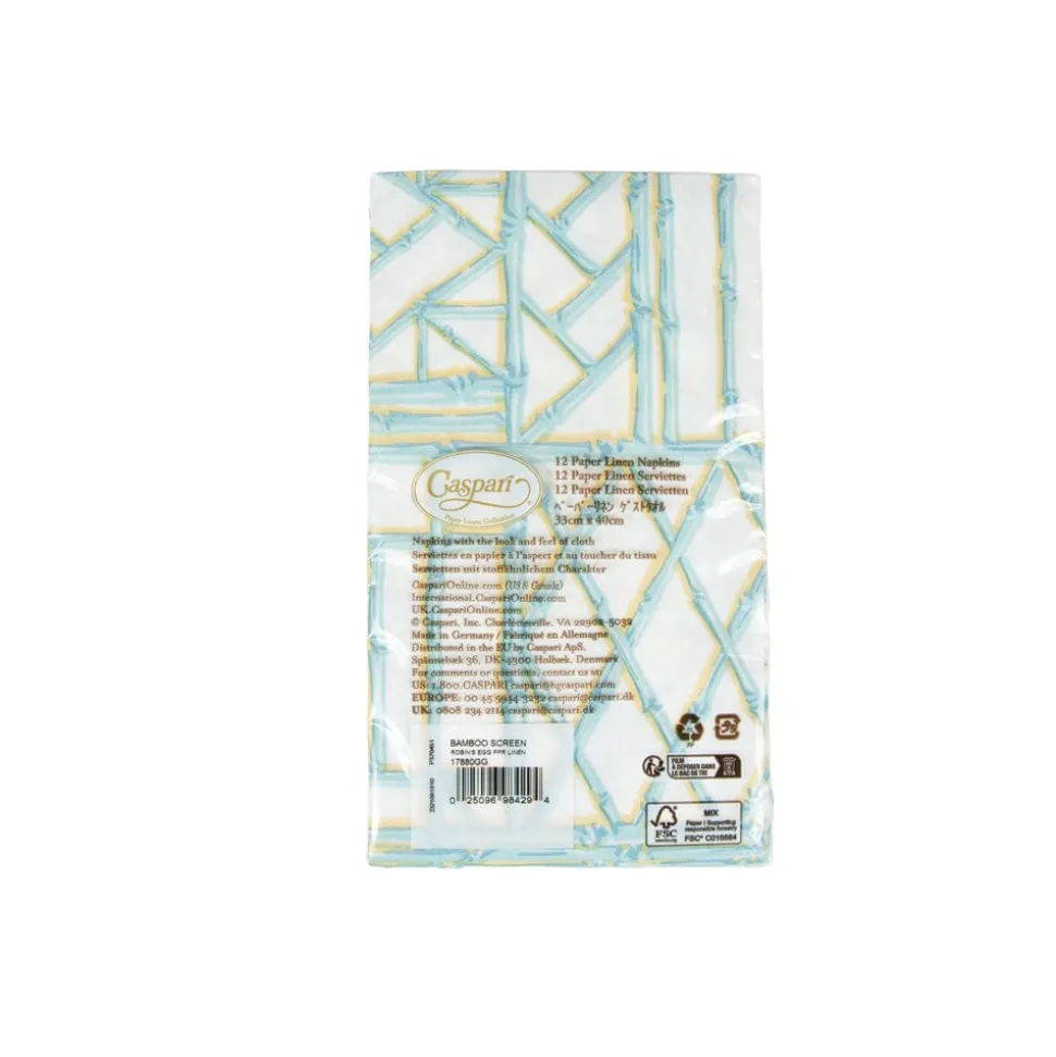 Bamboo Screen Robin's Egg Paper Linen Guest Towel Napkins - 12 Per Package