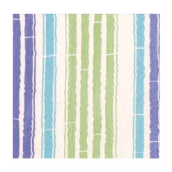 Bamboo Stripe Luncheon Napkins in Blue & Green- 20 Per Package