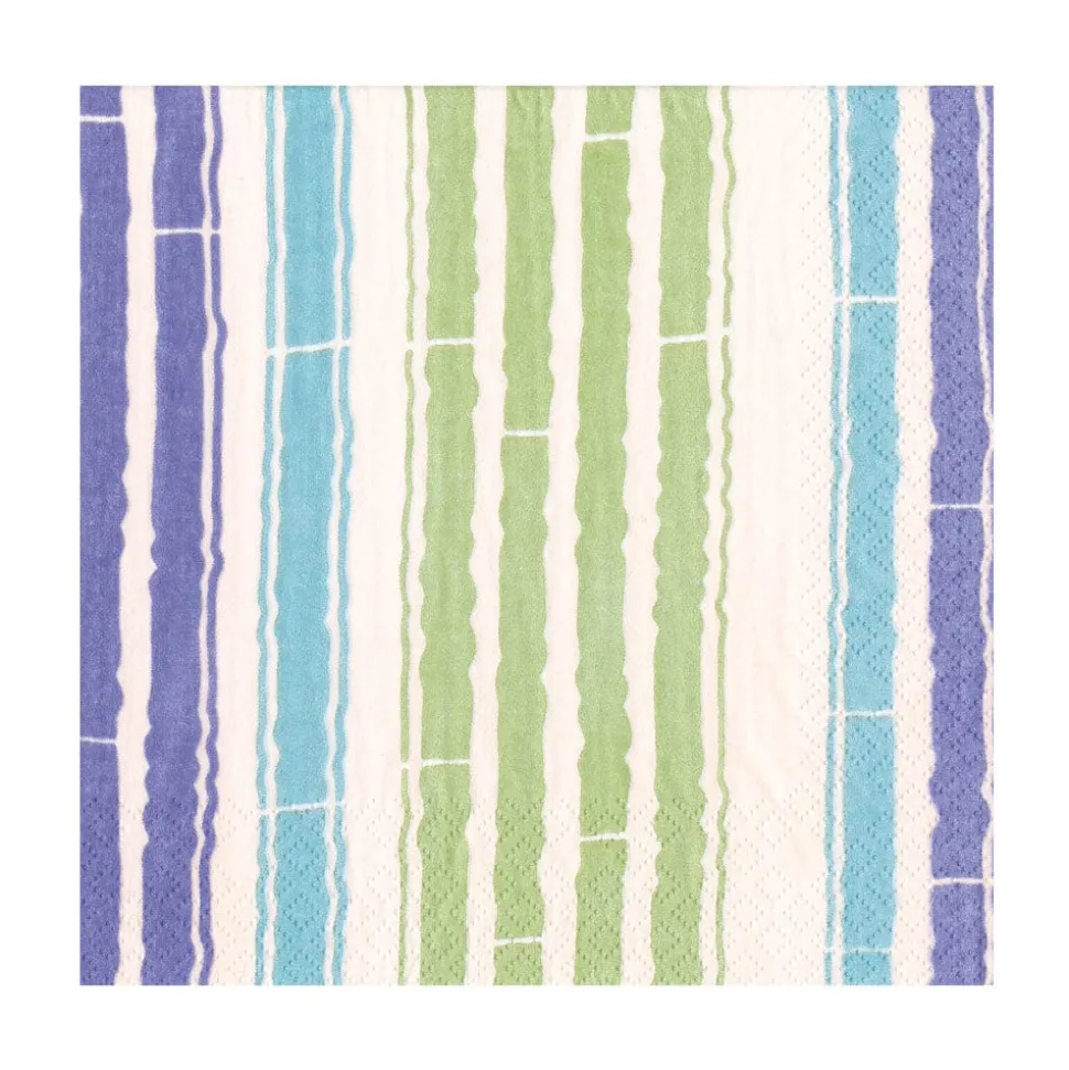 Bamboo Stripe Luncheon Napkins in Blue & Green- 20 Per Package