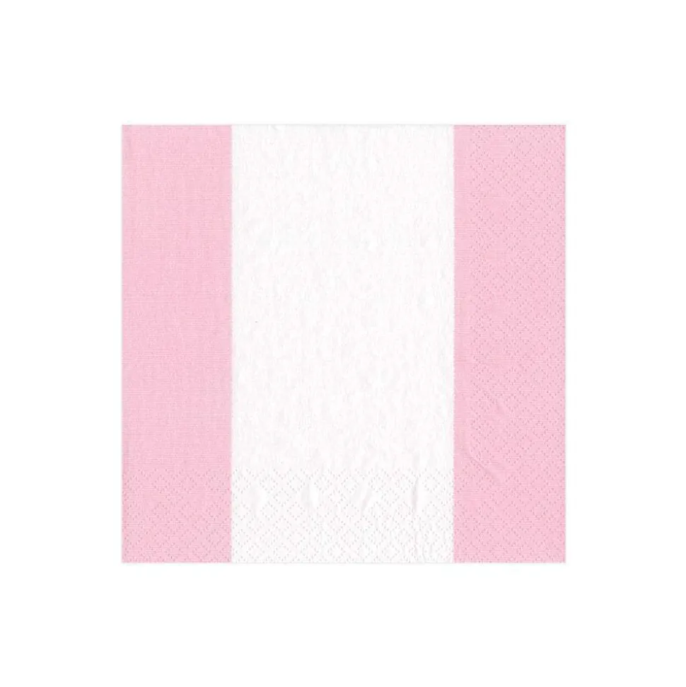 Bandol Stripe Paper Cocktail Napkins in Petal Pink - 20 Per Package
