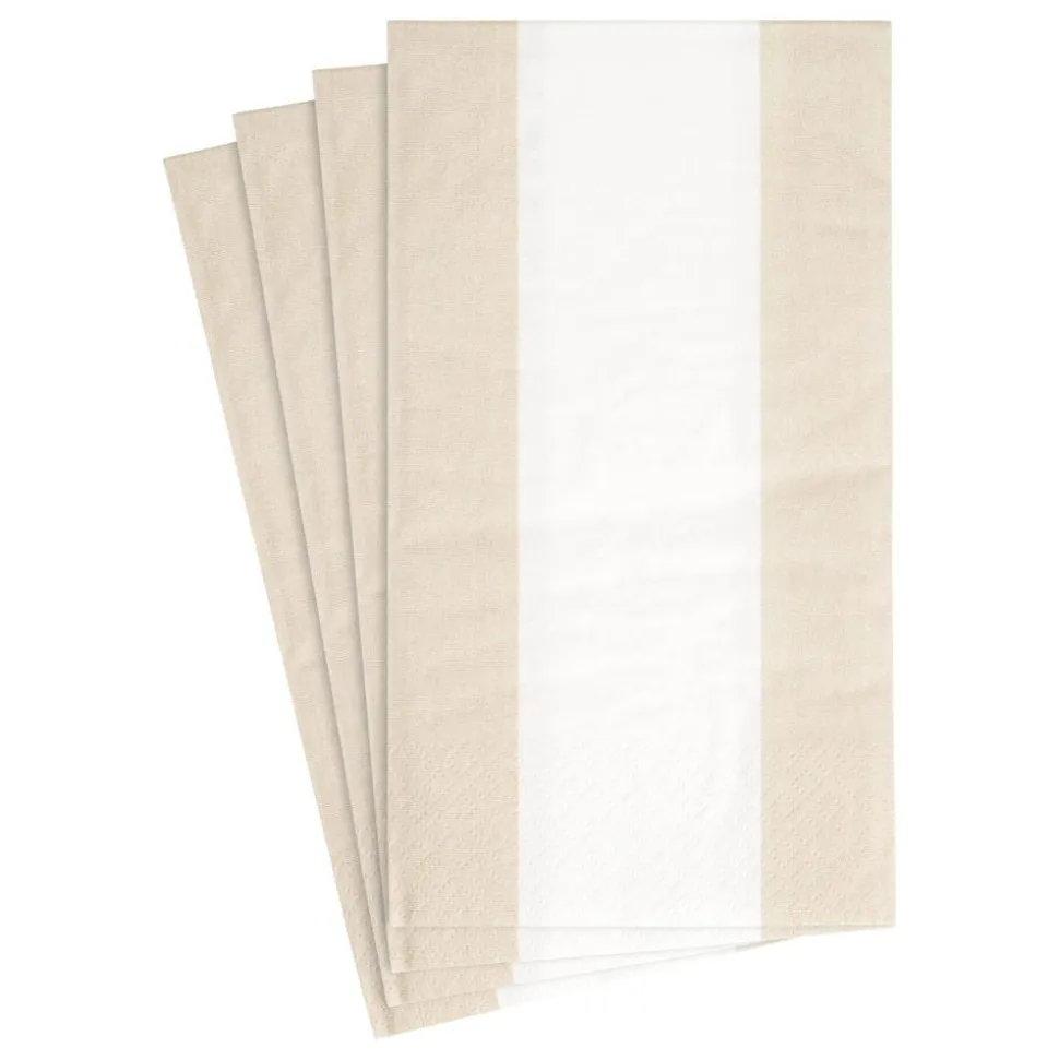 Bandol Stripe Paper Guest Towel Napkins in Natural - 15 Per Package