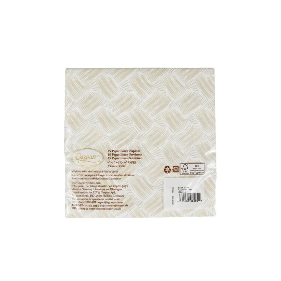 Basketry Flax Paper Linen Luncheon Napkins - 15 Per Package