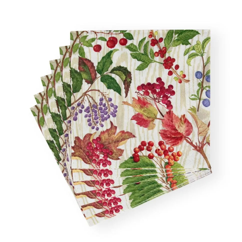 Berry Botanical Taupe Luncheon Napkins - 20 Per Package