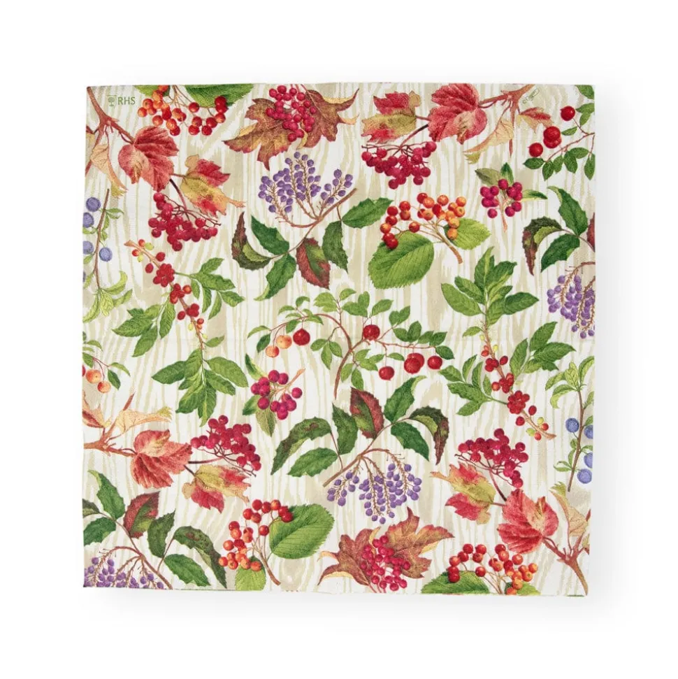 Berry Botanical Taupe Luncheon Napkins - 20 Per Package
