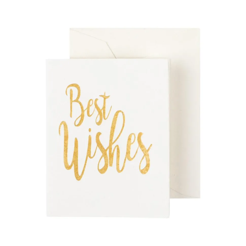 Best Wishes Script Gift Enclosure Cards in Gold Foil - 4 Mini Cards & 4 Envelopes