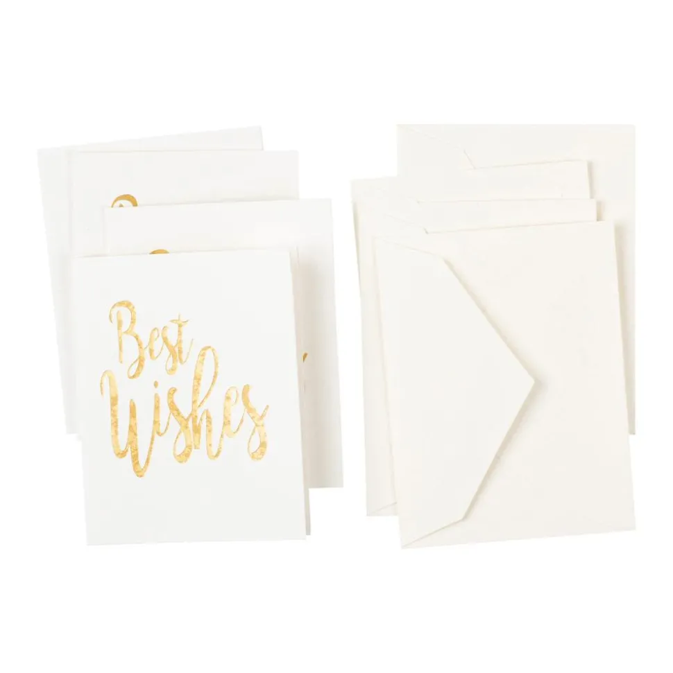 Best Wishes Script Gift Enclosure Cards in Gold Foil - 4 Mini Cards & 4 Envelopes