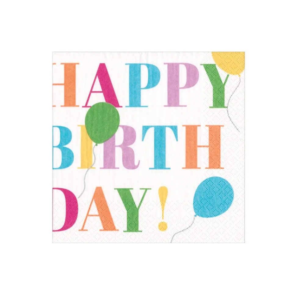 Birthday Surprise Paper Cocktail Napkins in White- 20 per Package