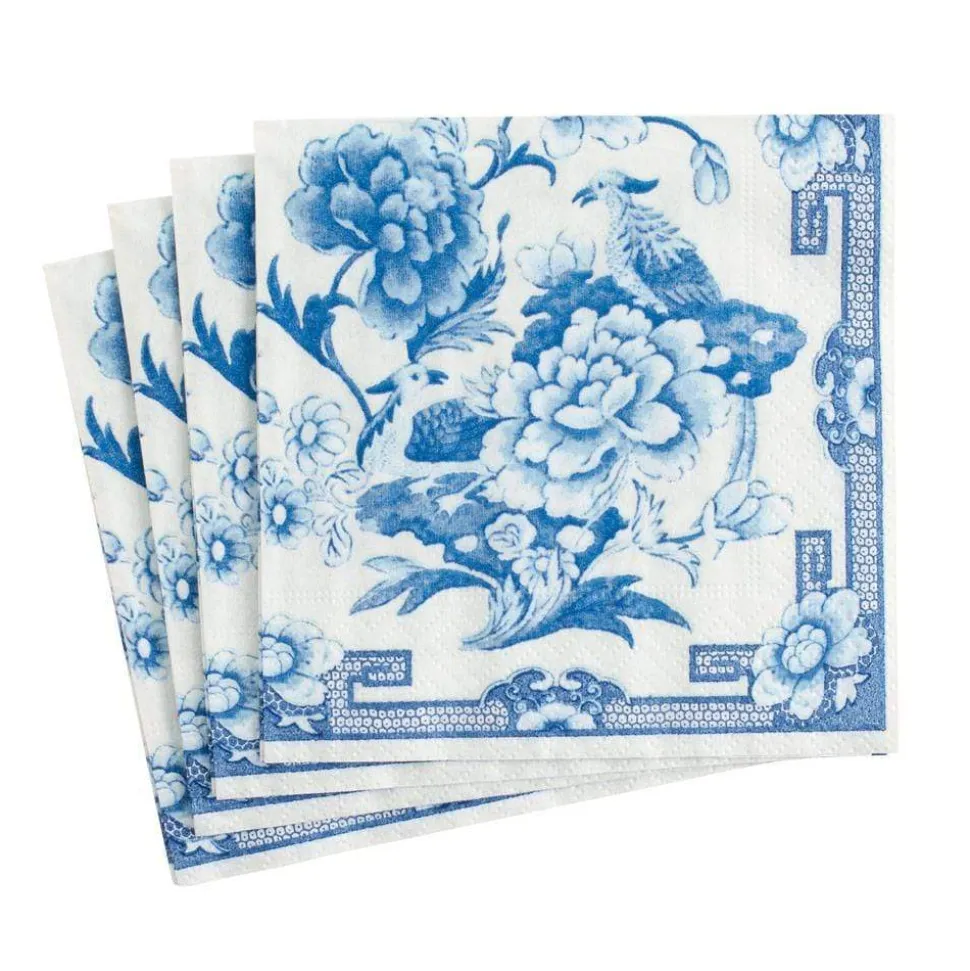 Blue & White Paper Cocktail Napkins - 20 Per Package