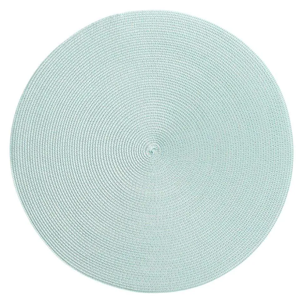 Braided Round Placemat in Silver & Aqua - 1 Each