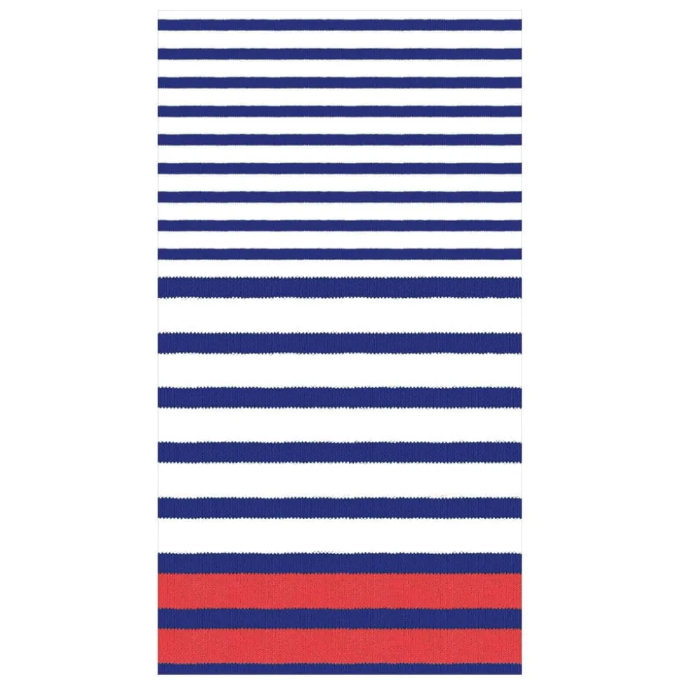 Breton Stripe Guest Towel Napkins in Blue - 15 Per Package