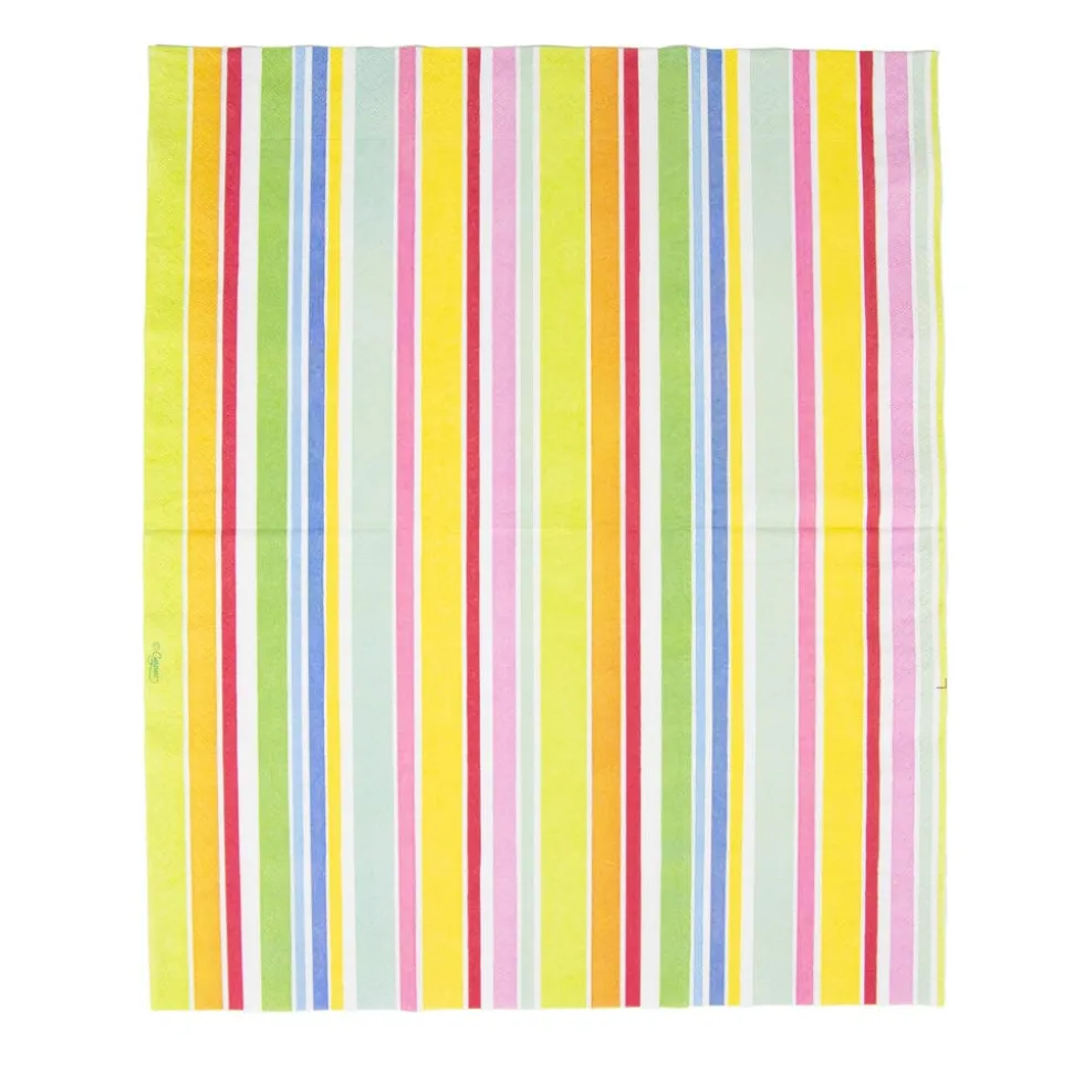 Cabana Stripe Bright Guest Towel Napkins - 15 Per Package