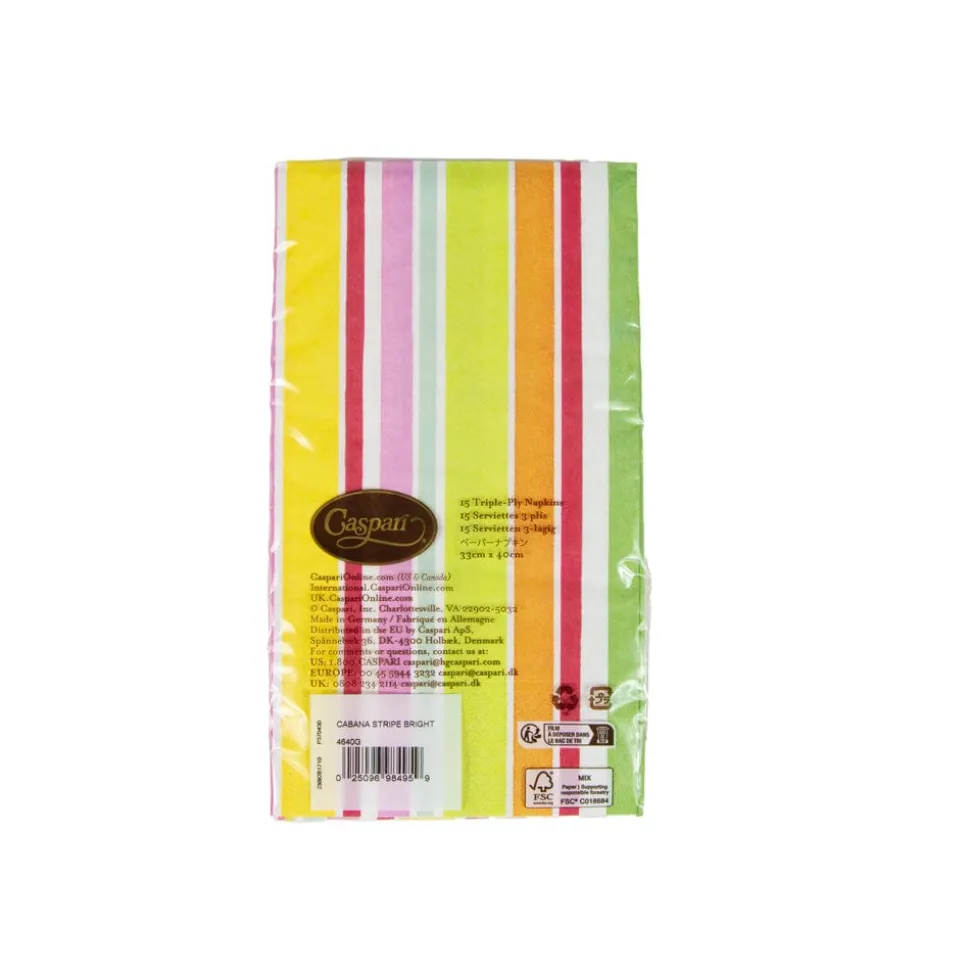 Cabana Stripe Bright Guest Towel Napkins - 15 Per Package