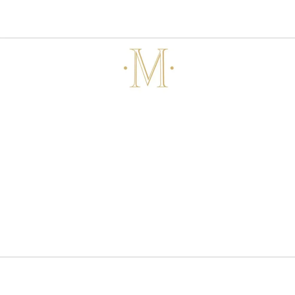 Caspari Antique Plain Letter M Foil Correspondence Cards - 12 Cards and Envelopes