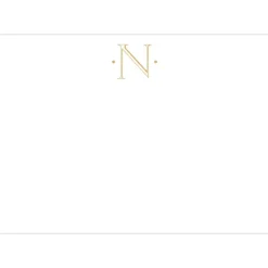 Caspari Antique Plain Letter N Foil Correspondence Cards - 12 Cards and Envelopes