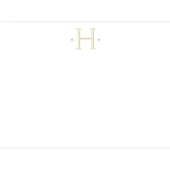 Caspari Antique Plain Letter H Foil Correspondence Cards - 12 Cards and Envelopes