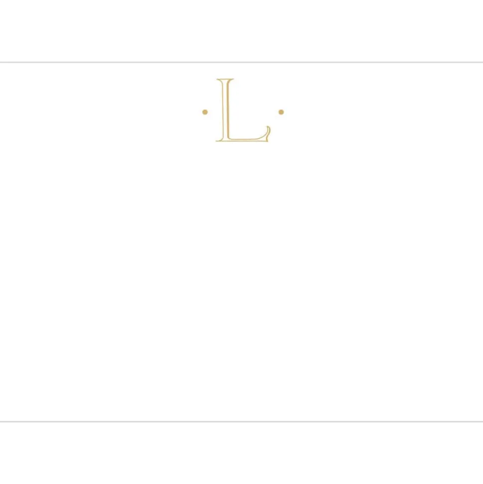 Caspari Antique Plain Letter L Foil Correspondence Cards - 12 Cards and Envelopes