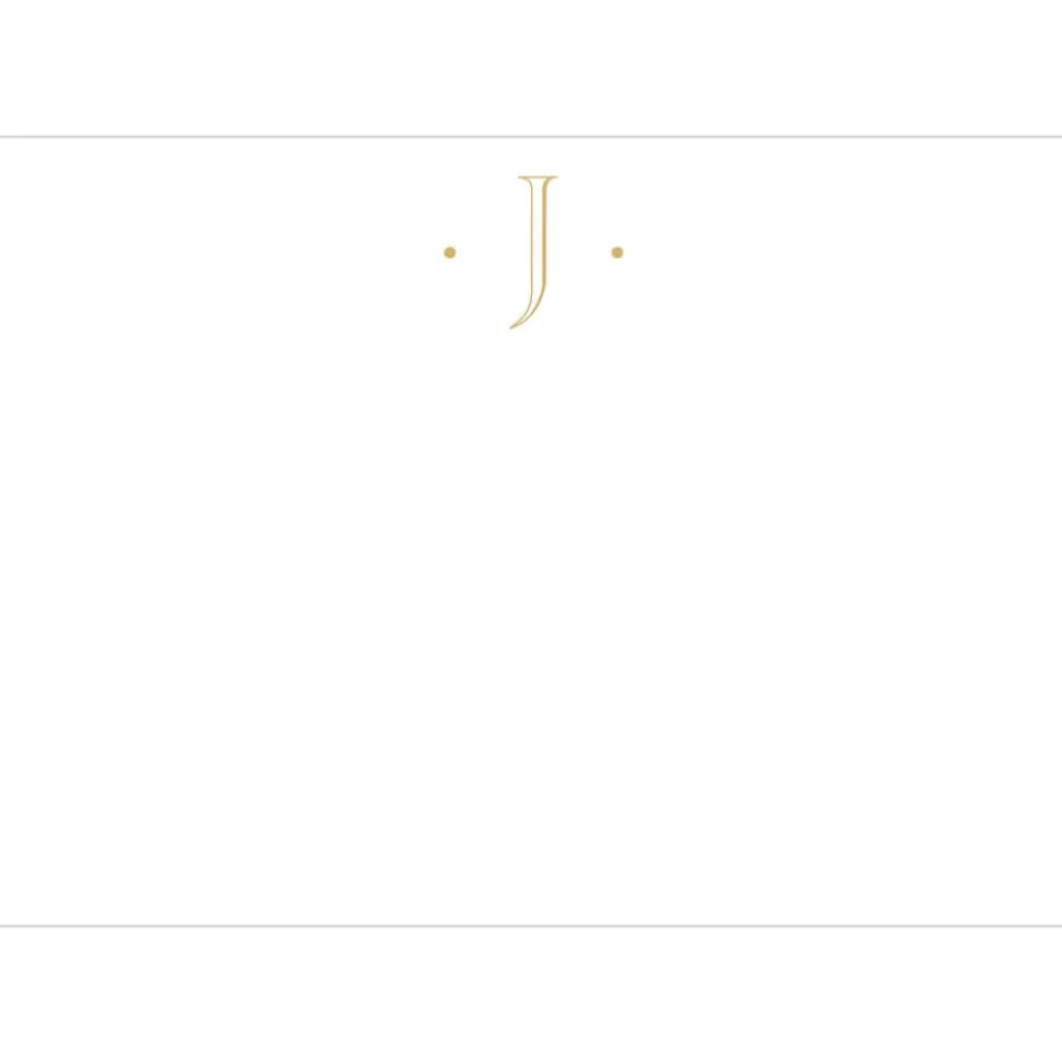 Caspari Antique Plain Letter J Foil Correspondence Cards - 12 Cards and Envelopes
