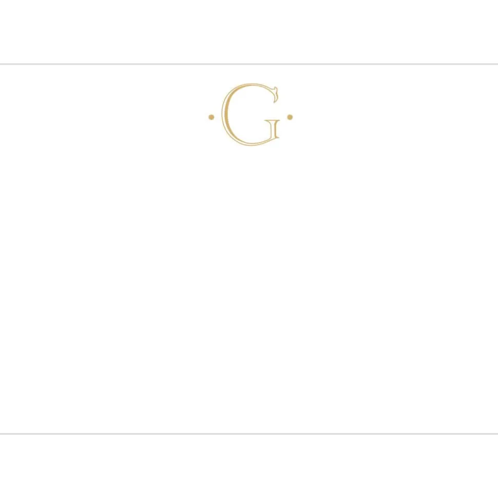 Caspari Antique Plain Letter G Foil Correspondence Cards - 12 Cards and Envelopes