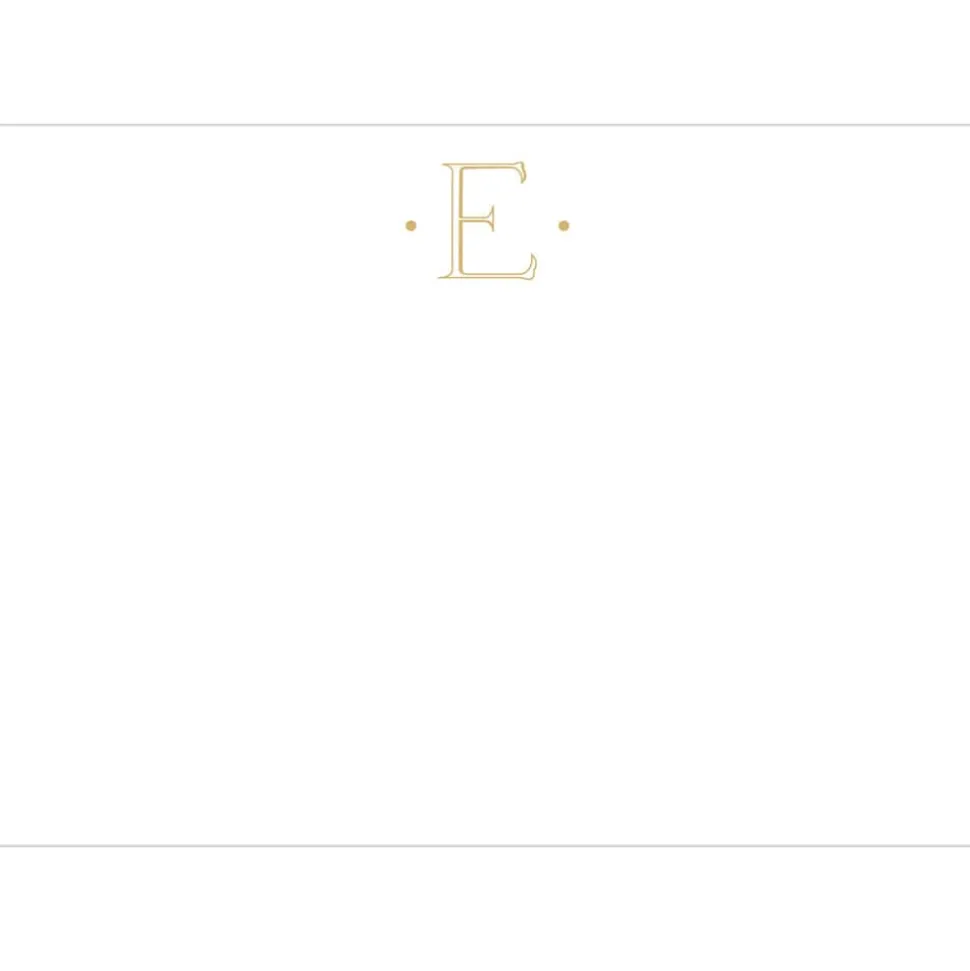 Caspari Antique Plain Letter E Foil Correspondence Cards - 12 Cards and Envelopes